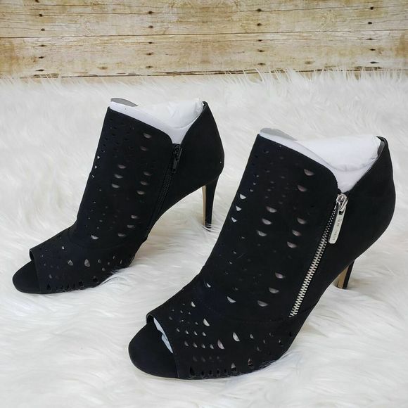 Nine West ZANIA  Black Perforated Peep Toe Bootie - Picture 3 of 8